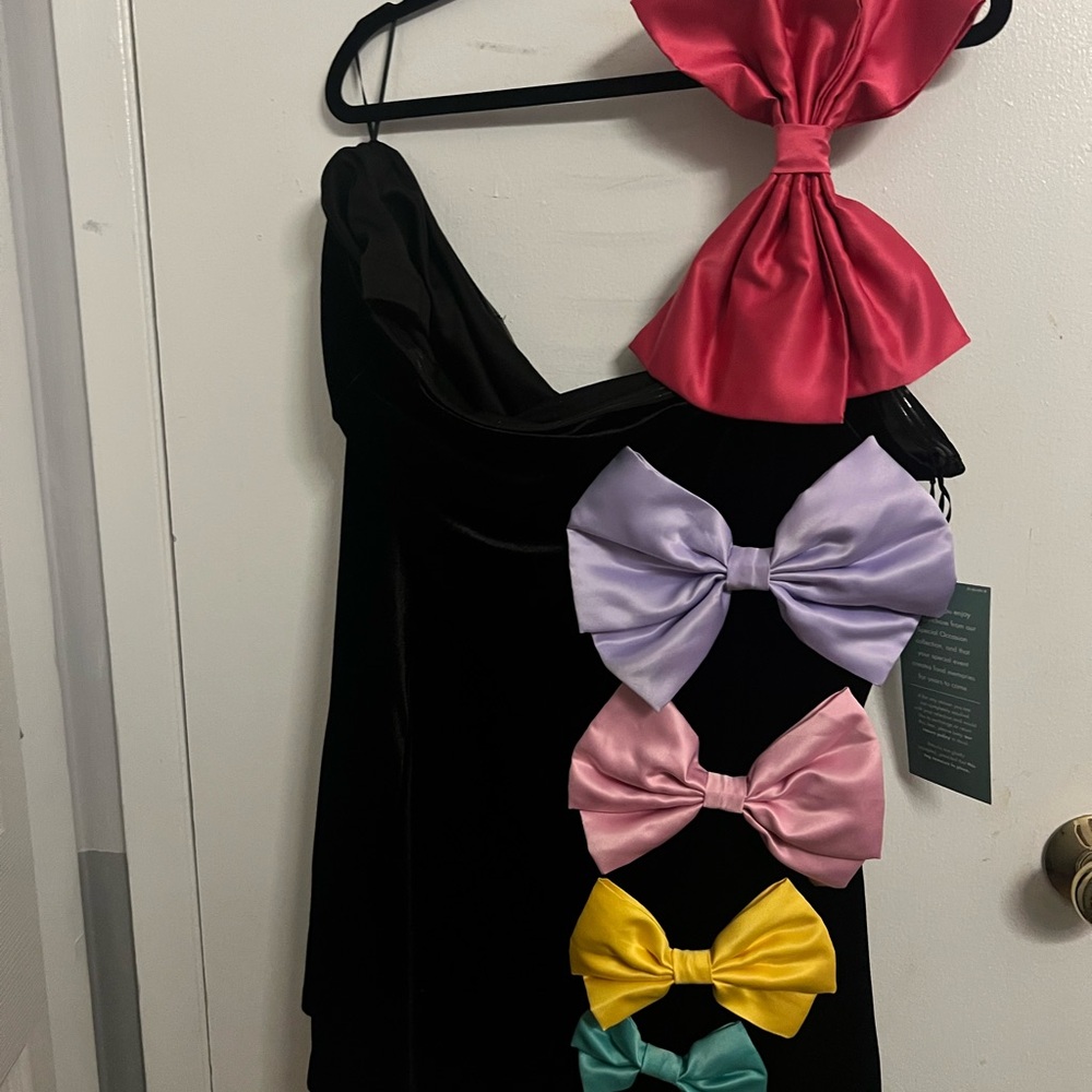 Black Dress with Colorful Bows